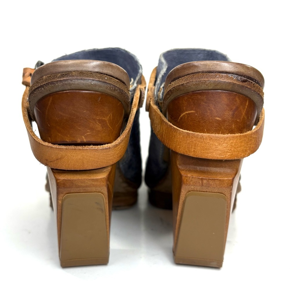 A.S.98 Blue + Tan Leather Heeled Sandals | 40 - Picture 6 of 9